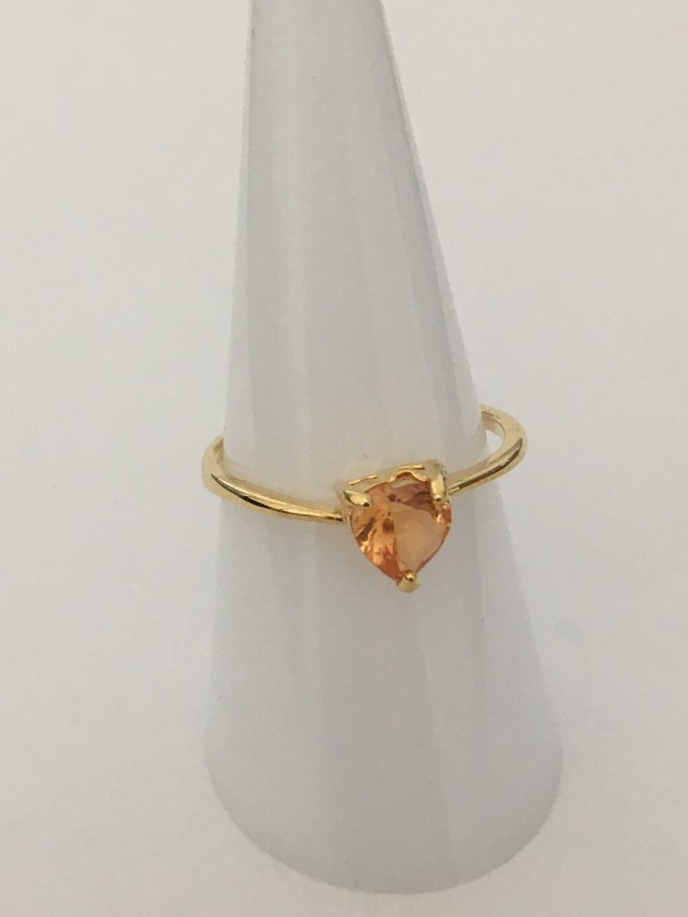 NEW Orange Heart Rhinestone Gold Thin Dainty Jewelry Ring